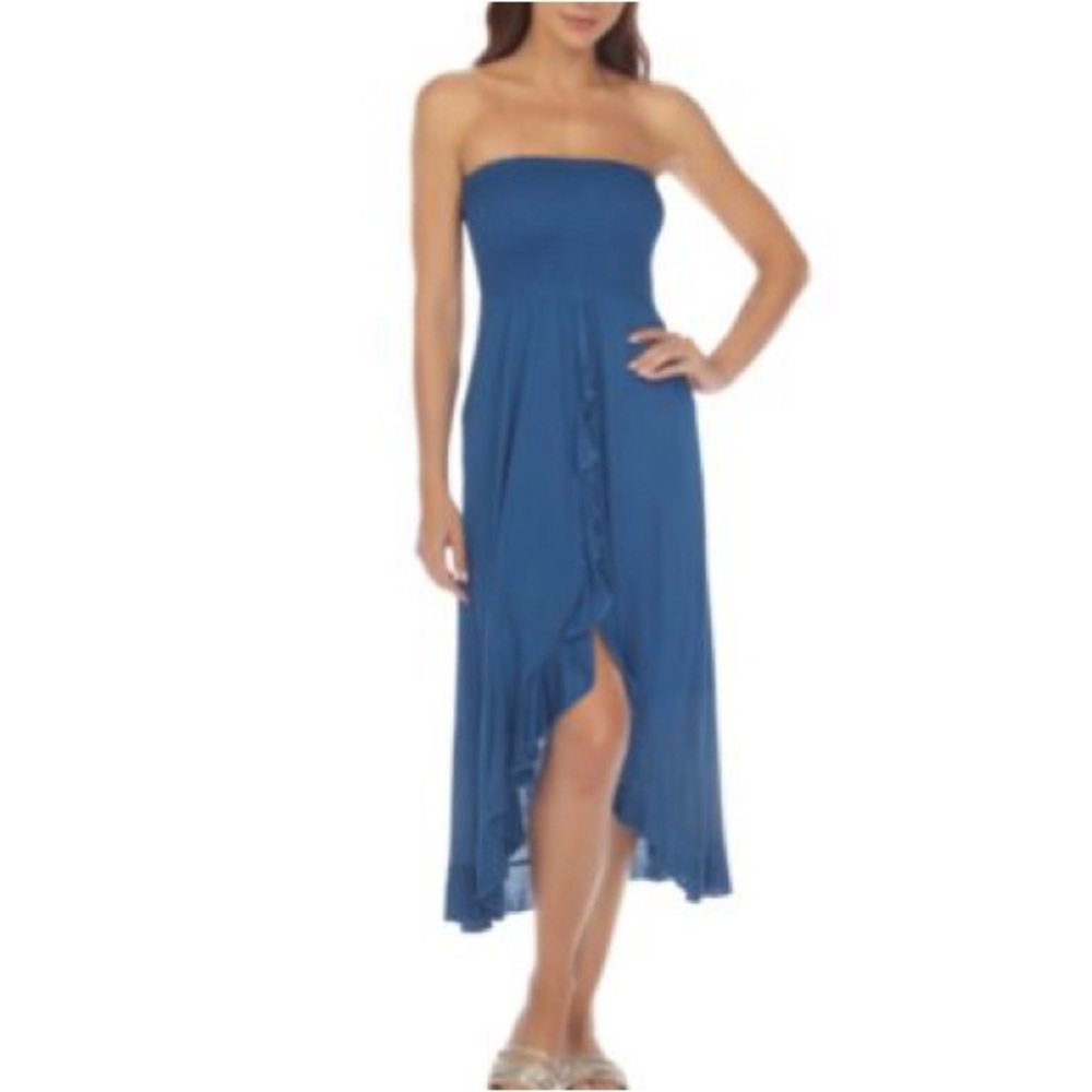 Raviya Strapless Dress in Lapis Blue